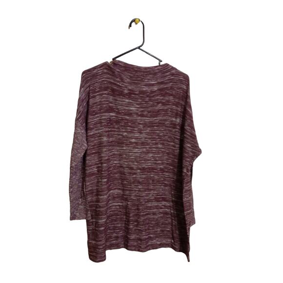 Intro Long Sleeve Zipper Cold Shoulder Top Blouse Size 2X Purple & White 29"L - Picture 2 of 3